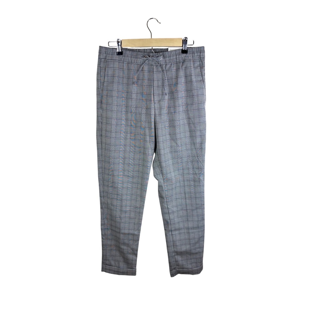 NWT H&M Womens Slim Fit Glen Plaid Pull On Pants Drawstring Trousers Size S
